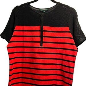 Lauren Ralph Lauren Women Red/Black Zip-up T-shirt - Size 1X